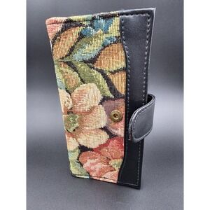 Floral Thread TapestryCheck Insert Bi-fold Threaded Vintage 90s WALLET CHECKBOOK